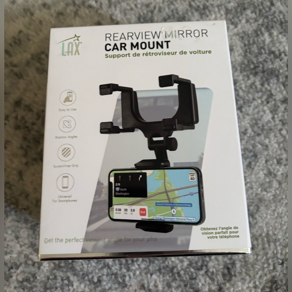 LAX Gadgets Car Mount Rearview Mirror Phone Holder New In Box